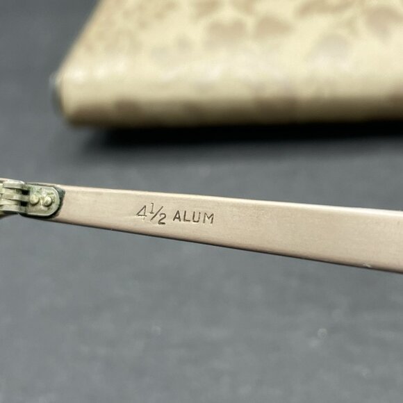 VTG Cat Eye Glasses Mid Century Gold Tone Ornate 1/10 12K GF 44 Alum With Case - Picture 7 of 16